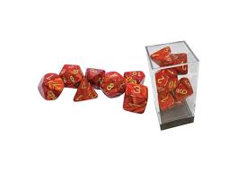 Scarab: Mega-hedral marble Scarlet/Gold 7-Die Set