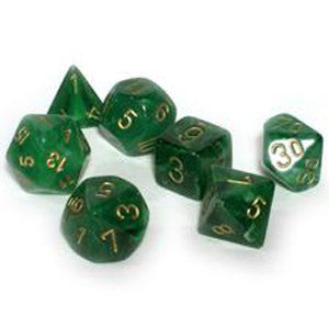 Chessex Polyhedral Dice Set: Vortex Green w/Gold (7)