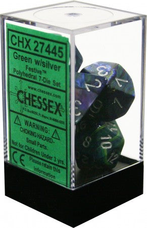 Chessex : Polyhedral 7-die set Green w/silver