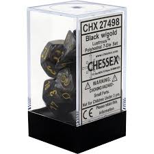 Chessex : Polyhedral 7-die set Lustrous Black/Gold