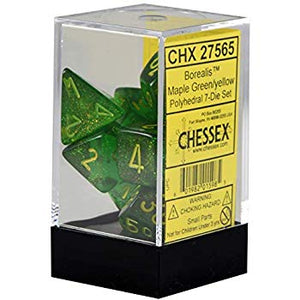 Chessex : Polyhedral 7-die set Borealis Maple Green/Yellow