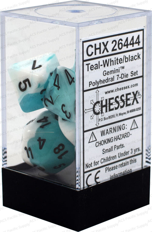 Chessex : Polyhedral 7-die set Teal - White/black