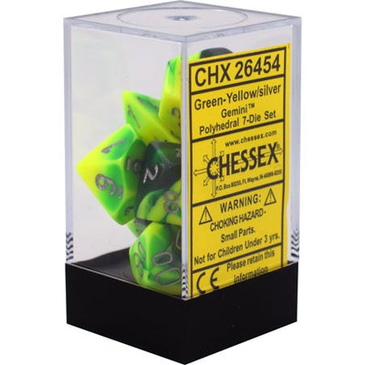 Chessex : Polyhedral 7-die set Green-Yellow w/silver