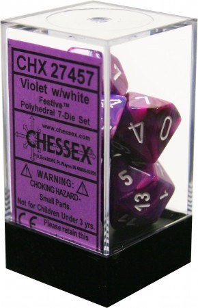 Chessex : Polyhedral 7-die set Violet w/white