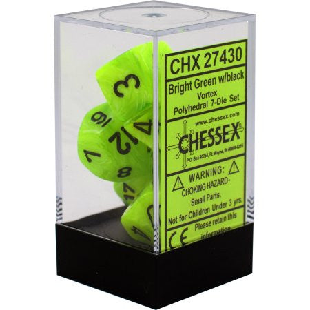 Chessex : Polyhedral 7-die set Bright Green/Black