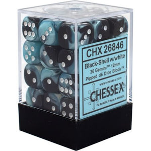 Chessex : 12mm d6 set Black-Shell/White