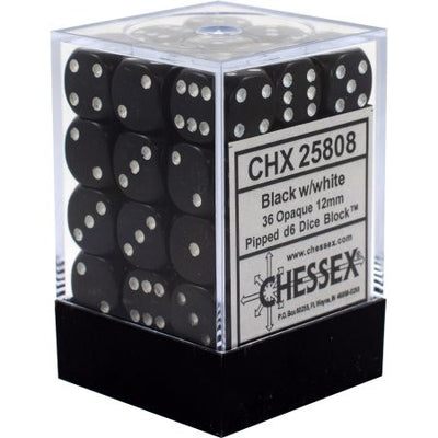 Chessex : 12mm d6 set Black/White