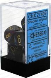 Chessex : Polyhedral 7-die set Shadow w/Gold