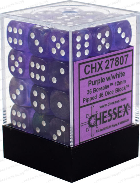 Chessex : 12mm d6 set Purple/white