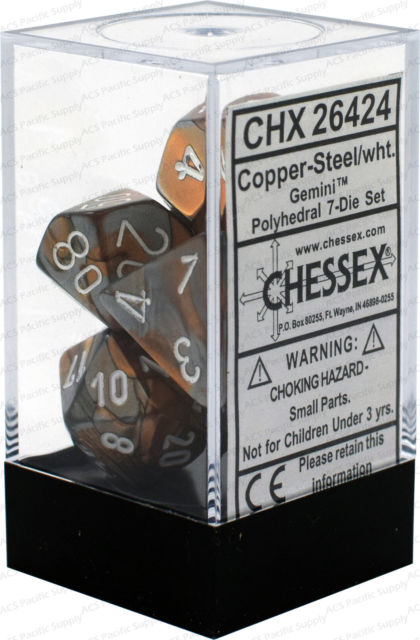 Chessex : Polyhedral 7-die set Copper-Steel/White