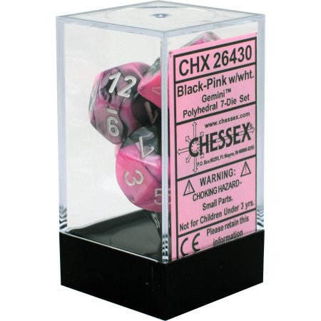 Chessex : Polyhedral 7-die set Black-Pink/White