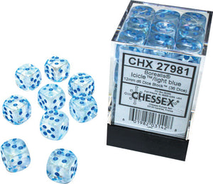 Chessex : 12mm d6 Icicle/light blue Luminary Dice Block (36 dice)