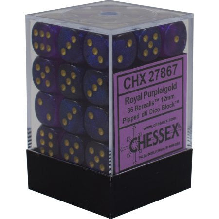 Chessex : 12mm d6 set Royal Purple/Gold