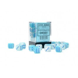 Chessex : 12mm d6 Gemini Pearl Turquoise-White/Blue Luminary