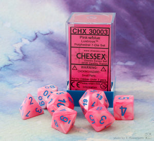Chessex : Lab Dice - Lustrous Pink/Blue 7 Dice Set