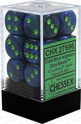 Chessex : 16mm d6 set Lustrous Dark Blue/Green