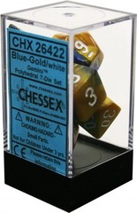 Chessex : Polyhedral 7-die set Blue-Gold/white