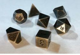 Chessex: Solid Metal Old Brass Polyhedral 7-Dice Set