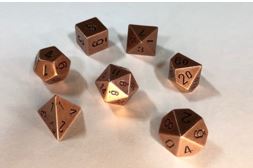 Chessex: Solid Metal Copper Polyhedral 7-Dice Set