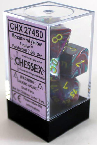 Chessex : Polyhedral 7-die set Mosaic/Yellow Festive