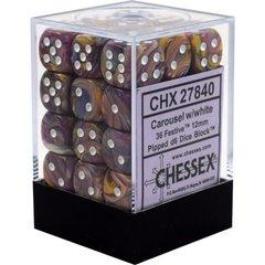 Chessex : 12mm d6 set Carosel w/White