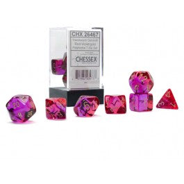 Chessex : Polyhedral 7-die set Gemini Translucent Red-Violet/Gold