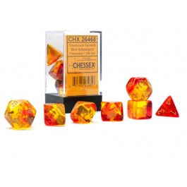 Chessex : Polyhedral 7-die set Gemini Translucent Red-Yellow/Gold