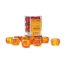 Chessex : 16mm d6 Gemini Translucent Red-Yellow/Gold