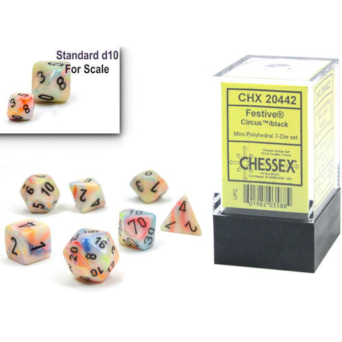 Chessex : Festive Mini-Polyhedral Circus/black 7-Die set