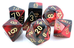 Chessex : Polyhedral 7-die set Black-Red/Gold