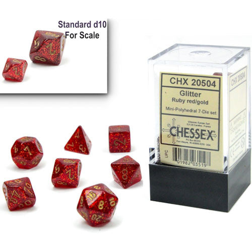 Chessex : Glitter Mini-Polyhedral Ruby/gold 7-Die Set