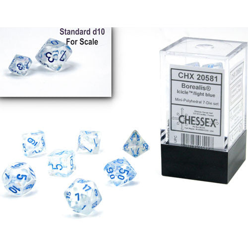 Chessex : Borealis Mini-Polyhedral Icicle/light blue Luminary 7-Die Set