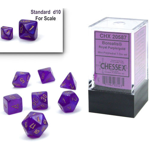 Chessex : Borealis Mini-Polyhedral Royal Purple/gold Luminary 7-Die Set