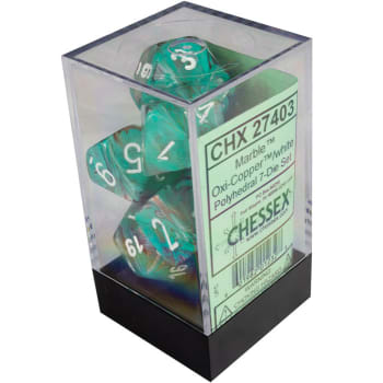 Chessex : Polyhedral 7-die set Oxi-Copper/White