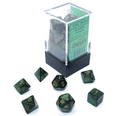 Chessex : Scarab Mini-Polyhedral Jade/Gold 7-Die Set