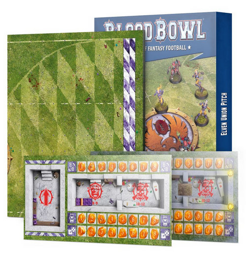 Blood Bowl - Elven Union team double sided pitch and dugouts