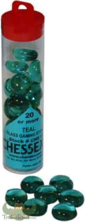 Chessex: Glass Gaming Stones - crystal Teal