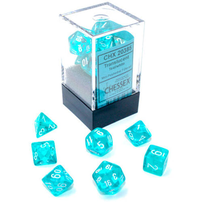 Chessex : Translucent Mini-Polyhedral Teal/white 7-Die Set