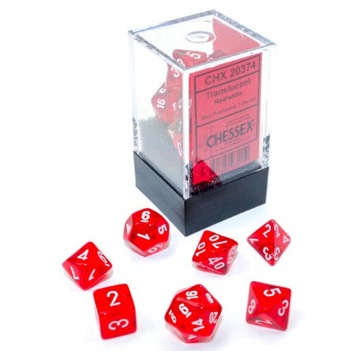 Chessex : Translucent Mini-Polyhedral Red/white 7-Die Set