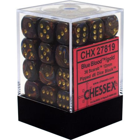 Chessex : 12mm d6 set Blue Blood/Gold