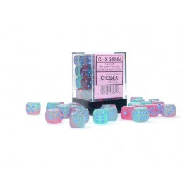 Chessex : 12mm d6 Gemini Gel Green-Pink/Blue Luminary