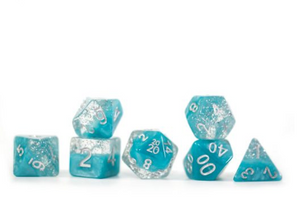 Halfsies Glitter : Aqua - 7 dice set