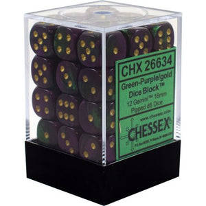 Chessex : 12mm d6 set Green-Purple/Gold