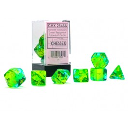 Chessex : Polyhedral 7-die set Gemini Translucent Green-Teal/Yellow