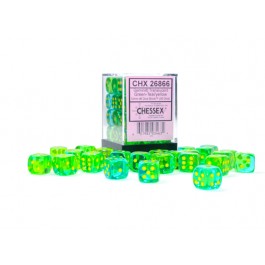 Chessex : 12mm d6 Gemini Translucent Green-Teal/Yellow