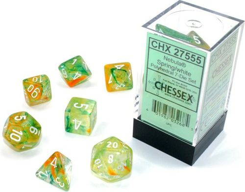 Chessex :  Nebula Spring/White 7 Dice Set
