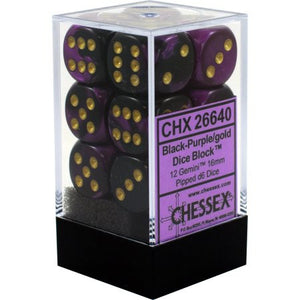 Chessex : 16mm d6 set Black-Purple/Gold