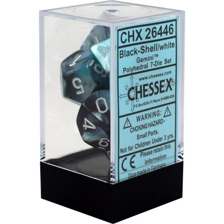 Chessex : Polyhedral 7-die set Black-Shell/White
