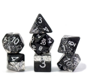 Halfsies Glitter : Black - 7 dice set