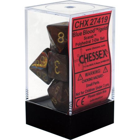 Chessex : Polyhedral 7-die set Blue Blood/Gold